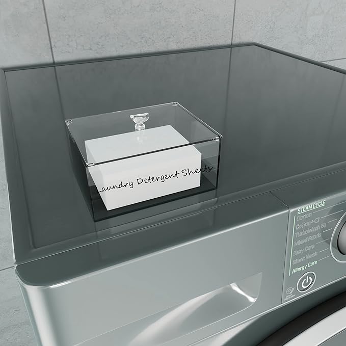 Acrylic Laundry Detergent Sheets Dispenser with Lid, Laundry Detergent Sheets, Storage Box for Laundry Laundry Storage Containers and Decor