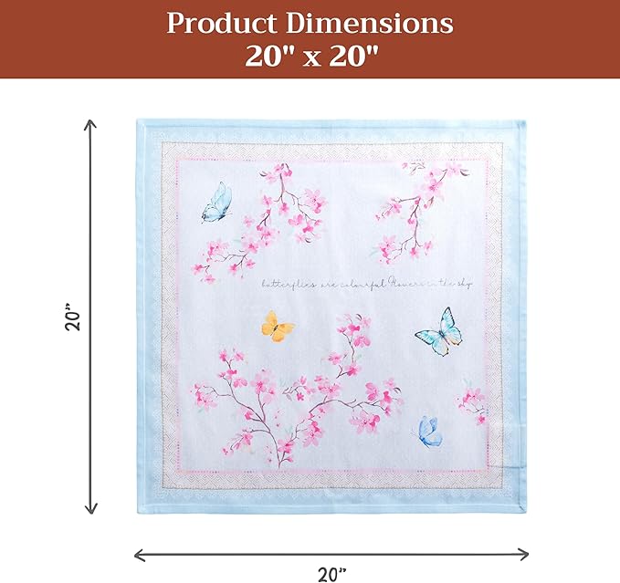 Maison d' Hermine 100% Cotton Cloth Napkins Set of 4 Everyday Reusable Square Napkins Cloth Washable Dinner Party Wedding Restaurant Hotel Kitchen Spring Summer (Blossoms in Spring, 20" x 20")