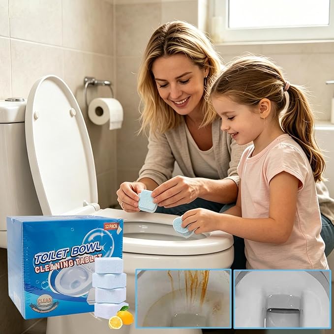 Powerful Toilet Bowl Cleaner Tablets, Ödor-Neutralizing Tablets, 180g, Automatic Toilets Cleaner, Descaling Bowl Tabs, Keeps Toilet Smelling Clean, For Home Apartment Hotel Restroom Hard Water