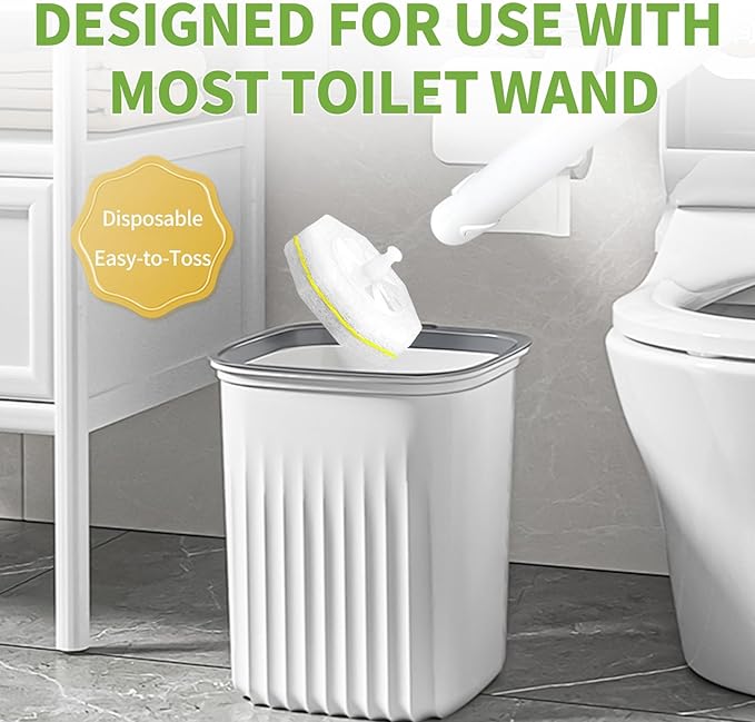 60 Count Toilet Bowl Wand Refills for Clorox, Disposable Toilet Cleaner Refill Pads for Clorox Wand Cleaning System, Upgrade Toilet Brush for Bathroom Cleaning,No Falling Apart,Light Scent