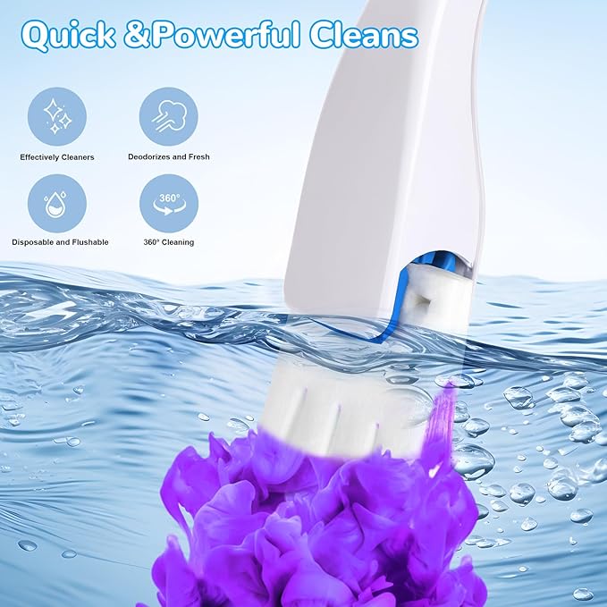 Effacera 36 Refills Disposable Toilet Bowl Paper Bulk Toilet Fresh Flushable Refills for Bathroom Toilet Brush Accessories Supplies Starter Kit (Lavender Scent)