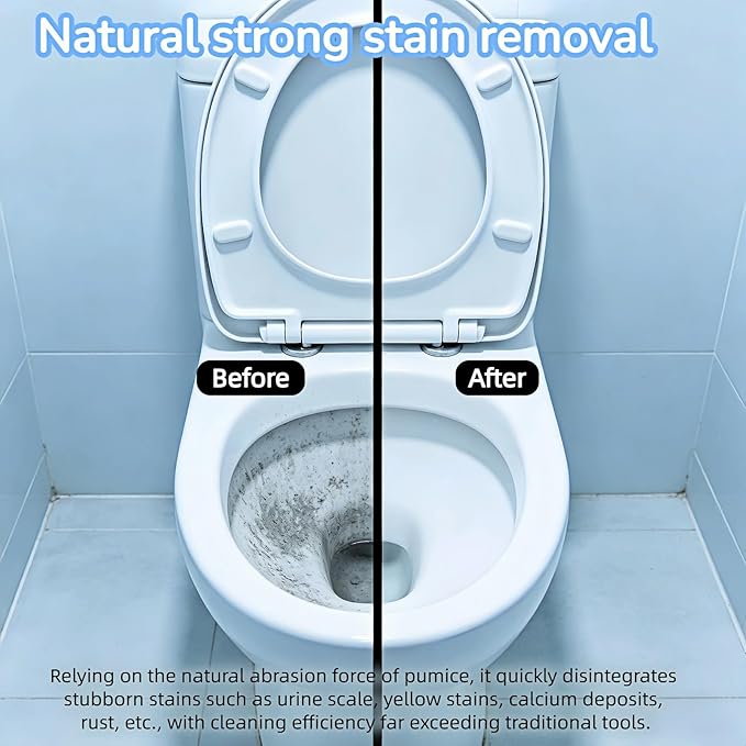 Btolin 2 Pack Pumice Stone Toilet Cleaner with Handle – Heavy Duty Hard Water Ring & Limescale Remover for Toilet, Pool, Tub, Sink – No Scratches, Chemical-Free, Ergonomic