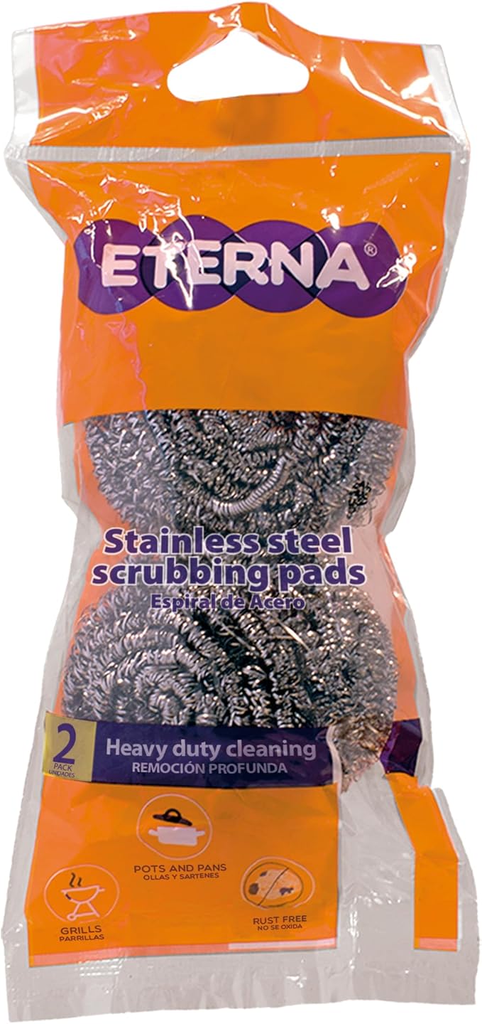 ETERNA Stainles Steel Scrub Bag, Dish Scrubbers for Cleaning Kitchen and Household, Steel Scrubbers for Cleaning Dishes, 2 Scrubbers