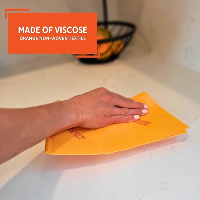 Imusa USA 24 Pack Reusable Cuban Style Mop Cloth Super Absorbent Multi-Purpose Cleaning Shammy (Chamois) Towel Cloth, Orange