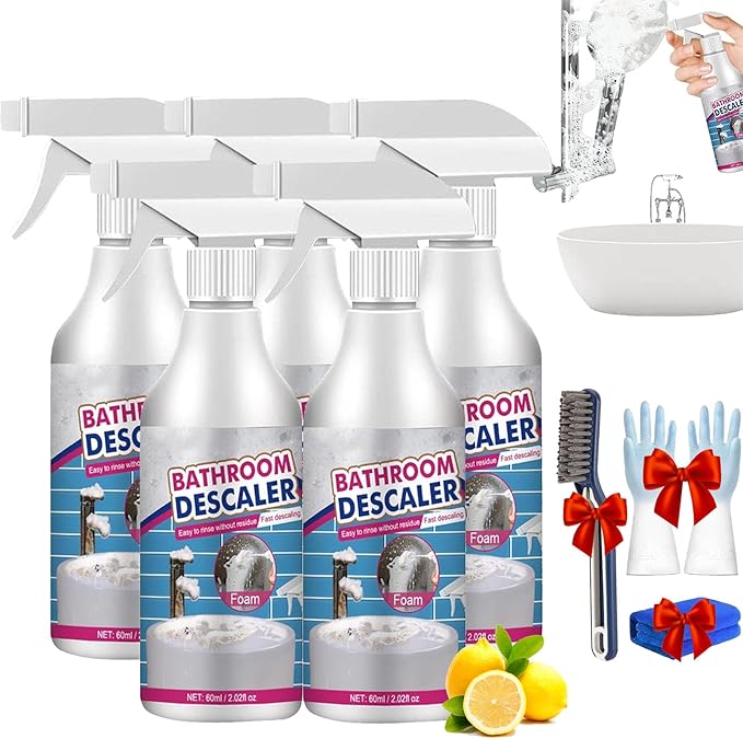 Life Sunny Bathroom Descaler, Lifesunny Bathroom Cleaner, Lifesunny Foam Cleaner, Bathroom Descaler Stubborn Stains Cleaner for Bathroom Glass, Wash Basin, Bathtub (5pcs)