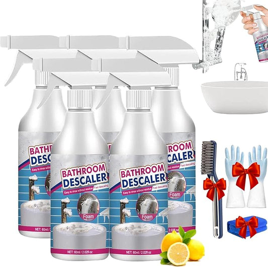 Life Sunny Bathroom Descaler, Lifesunny Bathroom Cleaner, Lifesunny Foam Cleaner, Bathroom Descaler Stubborn Stains Cleaner for Bathroom Glass, Wash Basin, Bathtub (5pcs)