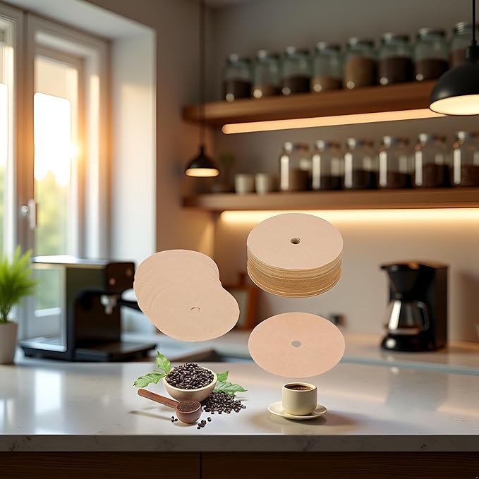 200Pcs Disposable Coffee Filter Paper, 3.75In Circular Brown Coffee Machine Filter for Camping, Home, Office, Coffee Shops Disposable Coffee Filters, Paper and Plastic Household Supplies