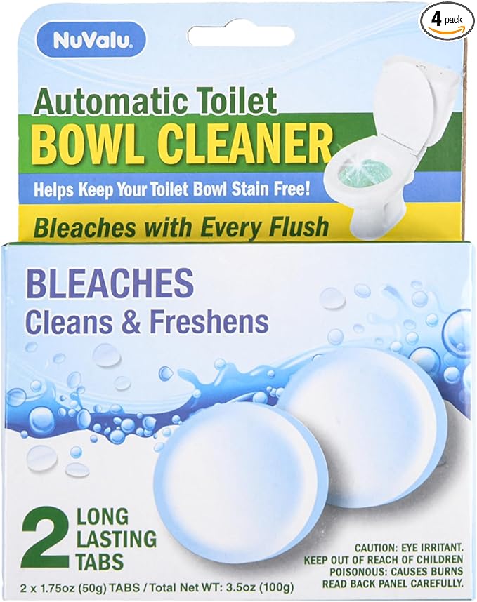 Toilet Bowl Cleaner Tabs, Bleach Tablets for Toilet Tank, Long Lasting In-Tank Cleaning & Freshening with Every Flush (2 Pack/4 Tablets)
