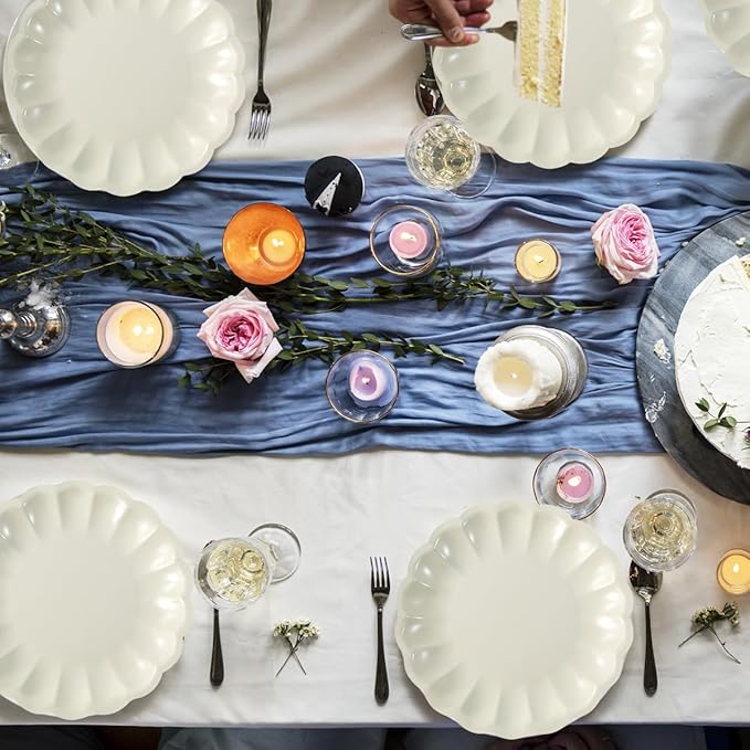 BHHQHH 50Pcs Disposable Scalloped Paper Plates Shell Edge Dinner Paper Plates for Wedding Baby Shower Birthday Party Bridal Party Supplies(9 Inch)