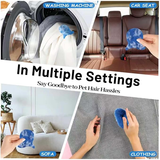 6 PCS Pet Hair Remover for Laundry- Effectively Removes Fur, Lint & Dander - Reusable, Eco- Friendly Laundry Pet Hair Catcher - Gentle Washing (Blue)
