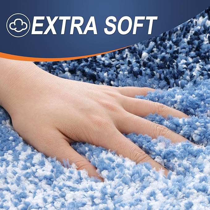 OLANLY Bathroom Runner Rugs Mat 44x20, Extra Soft Absorbent Microfiber Bath Rugs, Rubber Backing, Quick Dry, Washable Long Bath Mats for Bathroom Floor, Tub and Shower, Home Decor Accessories, Navy