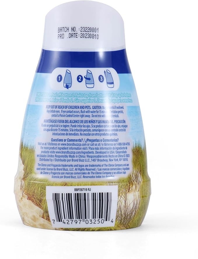Clorox Fraganzia Cone Gel Air Freshener, Twist Open Adjustable Solid Air Deodorizer for Small Indoor Spaces, Continuous Fresh Ocean Breeze Scent for Bathroom Office Closet Odor Control, 6 Oz
