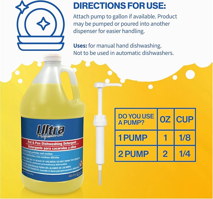 Ultra Professional ™ 4 Pack 1 Gallon Pots & Pan Dishwashing Detergent Dish Cleaning Liquid, Lemon Scent, Yellow - Powerful Grease Remover