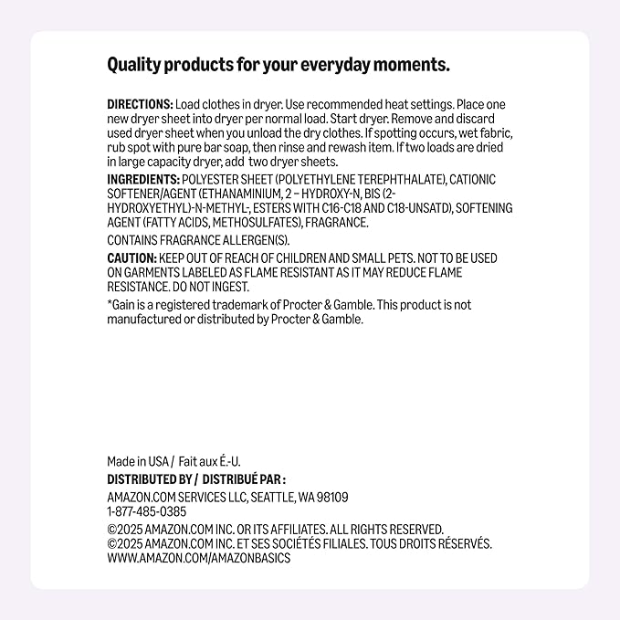Amazon Basics Dryer Sheets Laundry Fabric Softener, Blooming Lavender, Reduces Static Cling, Fights Wrinkles, 160 Count