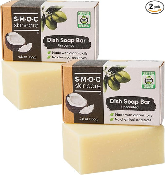 Certified Organic Dish Soap Bars 2-Pack — Solid Dishwashing Soap Blocks — Vegan, made with Food-Grade Ingredients - Extra Virgin Olive Oil & Shea Butter — No Palm Oil (2)