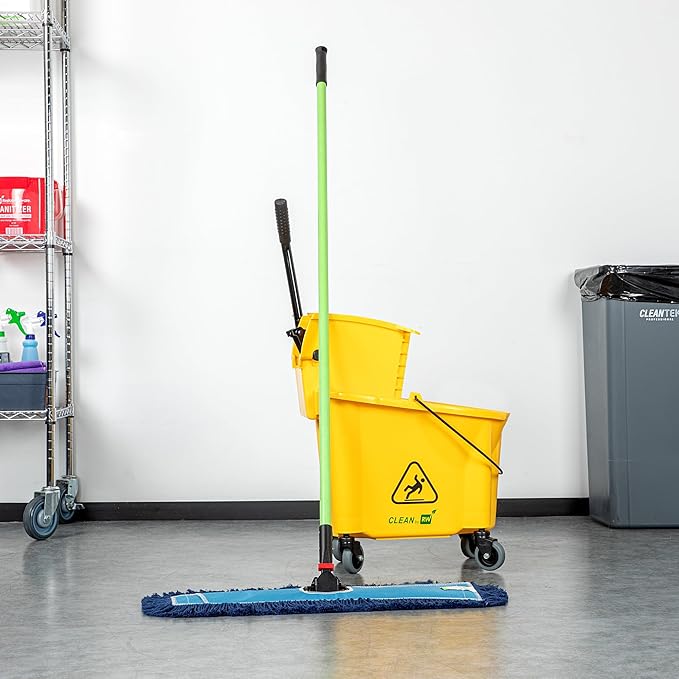 Restaurantware-Handle ONLY: Clean Tek Professional 63.98 Inch Dry Mop Handle, 1 Durable Mop Stick - Head and Frame Sold Separately, Ergonomic Grip, Green Fiberglass, for Home Use