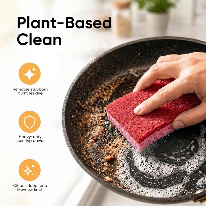 Kitchen Sponges for Washing Dishes, Non-Scratch Cellulose Dish Scrub Sponges, Cleaning Sponges for Household Use, Safe Cleaning Products, Kitchen Sponges Pack of 12, by Superio