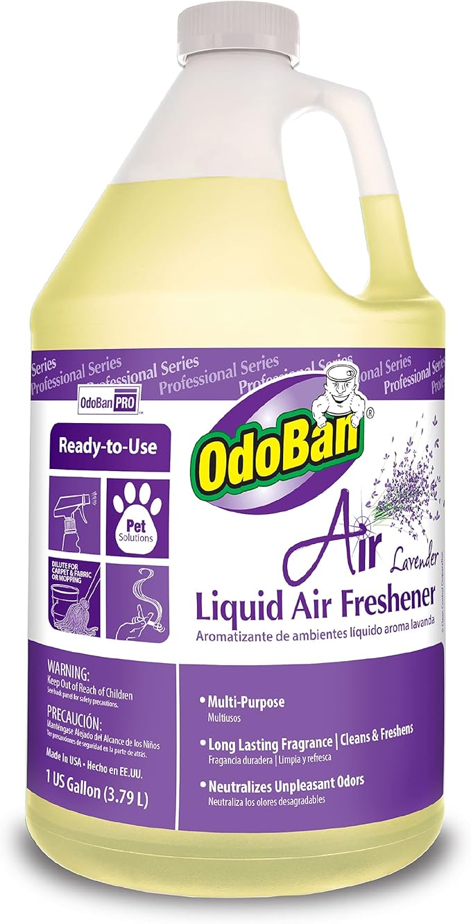 OdoBan Professional Series Ready-to-Use Air Lavender Liquid Air Freshener, Made in the USA, Lavender Scent, 1 Gallon
