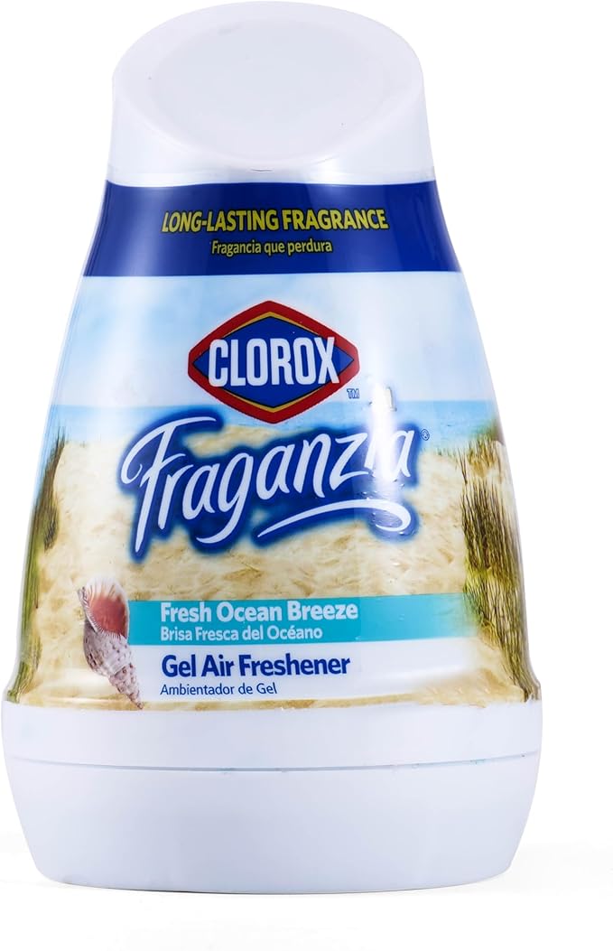 Clorox Fraganzia Cone Gel Air Freshener, Twist Open Adjustable Solid Air Deodorizer for Small Indoor Spaces, Continuous Fresh Ocean Breeze Scent for Bathroom Office Closet Odor Control, 6 Oz - 12 Pack
