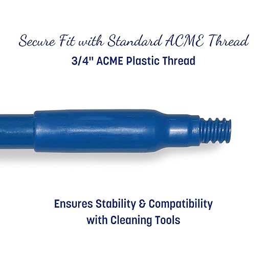 SPARTA 48" Fiberglass Replacement Handle with 3/4" Acme Thread Tip, Polyester Veil Reinforced, Hanging Cap, Commercial Cleaning, Blue