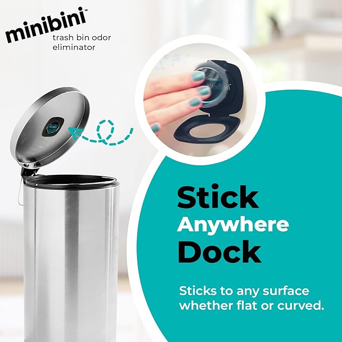 Minibini Trash Can Deodorizer and Odor Eliminator, Garbage Can Air Freshener and Odor Control Up to 90 Days, Device Plus Refill
