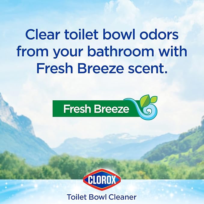 Clorox Toilet Bowl Liquid Disinfecting Cleaner with Clinging Bleach Gel, Remove Mildew and Mold, Fresh Scent, 24 Ounces