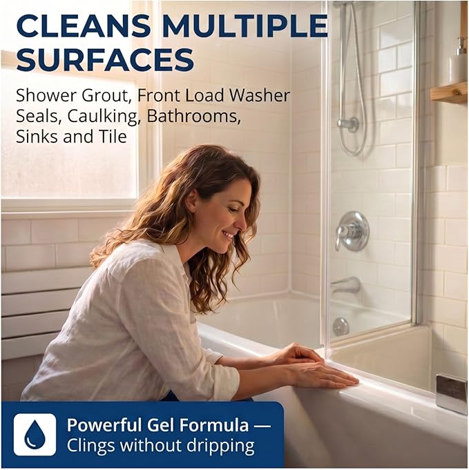 BUKKI Professional Mold Stain Remover Gel (7 FL OZ), Heavy Duty Thick Gel for Shower Grout, Front Load Washer Seals, Caulking, Bathrooms, Sinks and Tile