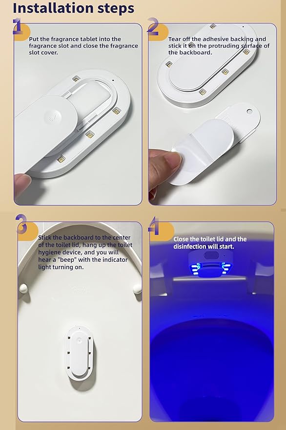 Toilet Guard,Smart U V-C Toilet Cleaner & Odor-Control System with Motion Sensor,Self Cleaning, Rechargeable Toilet Lid Smart accessory for Home Hotel Shared Bathroom, White(1pc)