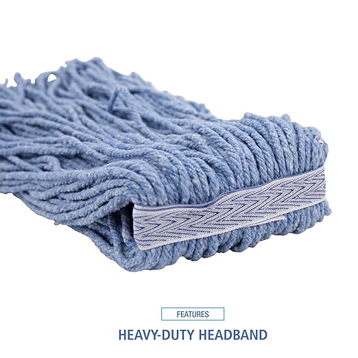 Boardwalk BWK2016B #16 Cut-End Standard Head Cotton/Synthetic Fiber Mop Head - Blue (12/Carton)