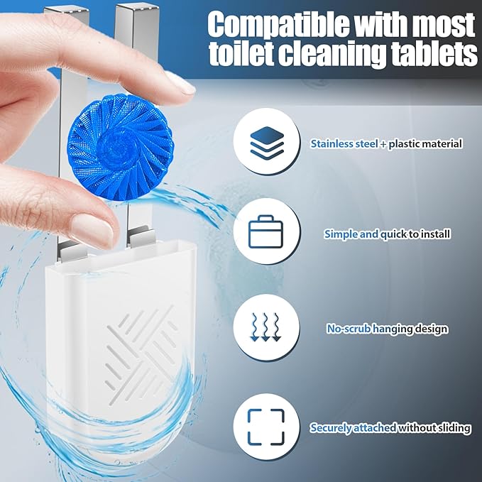 Toilet Tank Cleaning Tablet Holder, Bleach Tablet Bracket, Hanging Toilets Bowl Cleaner Carrier for Preventing Dissolved Residue From Polluting Water Tank, Fits Standard-Height Toilet Tanks