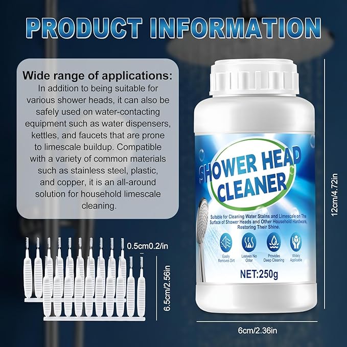 Limescale Remover, Bathroom Descaler, Hard Water Cleaner, Highly Effective at Removing Scale, Suitable for Cleaning Various Shower Heads, Water Dispensers, Kettles, Faucets, Etc, 8.3 Oz