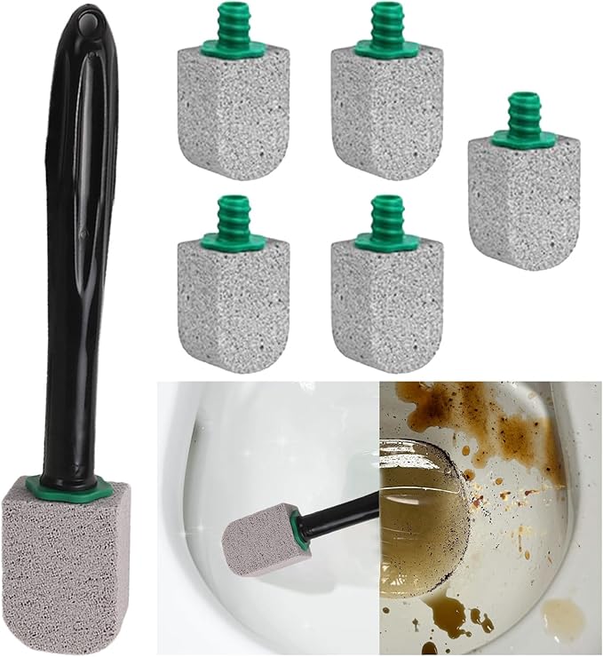Pumice Stone Toilet Bowl Cleaner, Bathroom Cleaner Brush, Toilet Bowl Stain Remover Eraser, Commode Deep Cleaning Accessories, Cleans Hard Water Ring/Calcium Buildup/Stains
