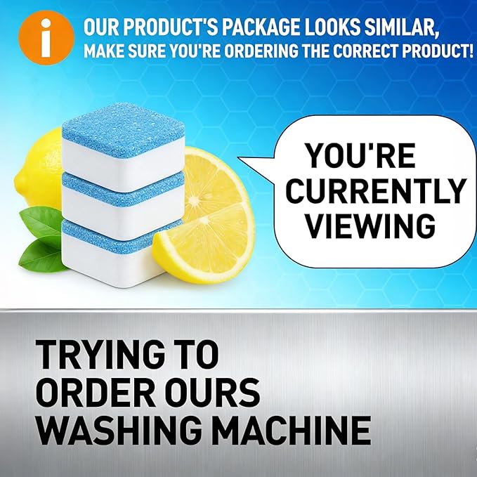 Heavy Duty Dishwasher Cleaner & Deodorizer Tablets, Descaler, Deep Cleaning, Natural Odor & Smell Remover, Calcium, Limescale, Hard Water Marks, Grease, Septic Safe Pods (12 Tabs 1 Yr Supply)