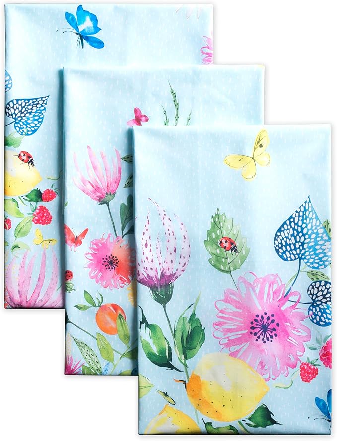 Maison d' Hermine Kitchen Towels Set of 3 100% Cotton 27.50" x 20" Reusable Cloth Tea Dish Towels Absorbent with Hanging Loop for Kitchen Farmhouse Hotel Spring Summer - Jardin D'Ete - Mint