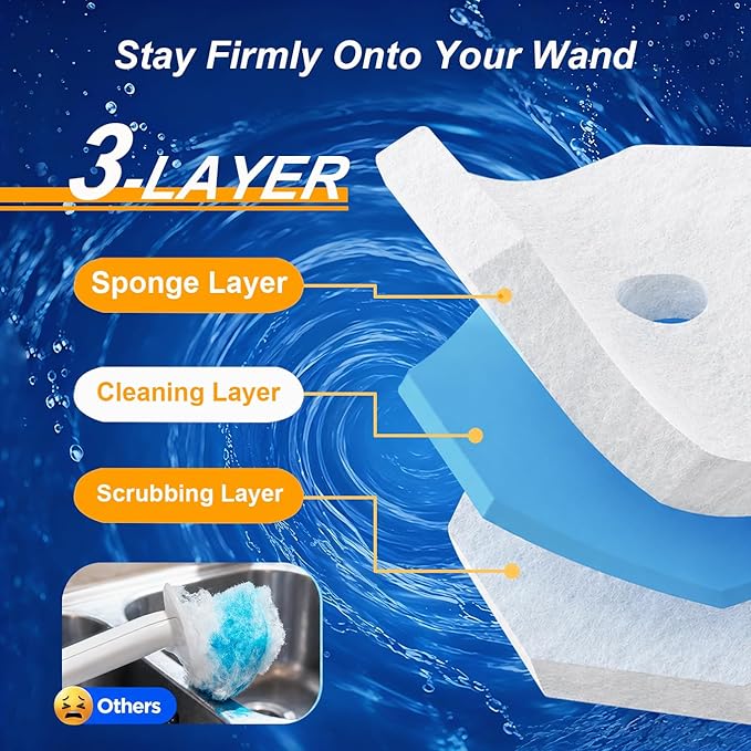 20 Count Toilet Bowl Cleaner Wand Refills Compatible with CLOROX, Disposable Toilet Brush Refills, Replacement Brush Heads for Cleaning System