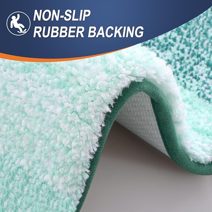 OLANLY Bathroom Rugs Sets 3 Piece, Soft Absorbent Microfiber Bath Mats and U-Shaped Contour Toilet Rug, Plush Shaggy Bath Mat Set for Bathroom (47"x20"+24"x16"+24"x20", Blackish Green)
