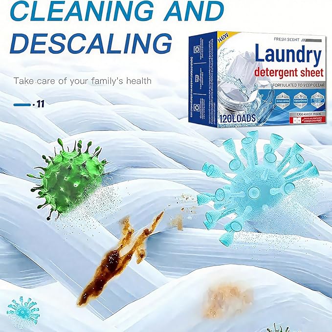 Laundry Detergent Sheets, 60 Count | 120 Loads for Travel & Home | Eco-Friendly, Plastic-Free, Biodegradable | Ultra Concentrated, Hypoallergenic & HE Safe | Fresh Scent, Stain Fighter