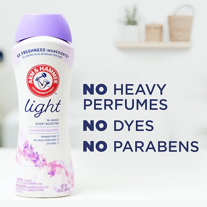 ARM & HAMMER Light In-Wash Scent Booster, Laundry Scent Booster Lavender Escape_scent, 24 Oz (Pack of 6)