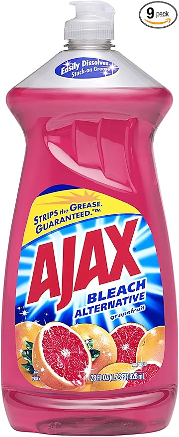 Ajax Bleach Alternative Dish Liquid, Grapefruit, 28 Fl Oz (Pack of 9)