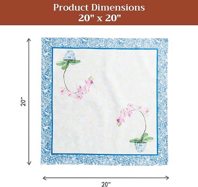 Maison d' Hermine 100% Cotton Cloth Napkins Set of 4 Everyday Reusable Square Napkins Cloth Washable Dinner Party Wedding Restaurant Hotel Kitchen Spring Summer (Canton, 20" x 20")