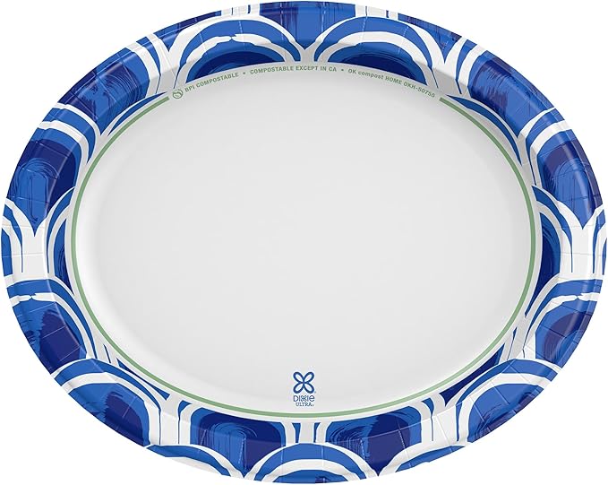 Dixie Ultra Disposable Paper Platters, 10" x 12.5", 25 Count – Durable, Sturdy Design