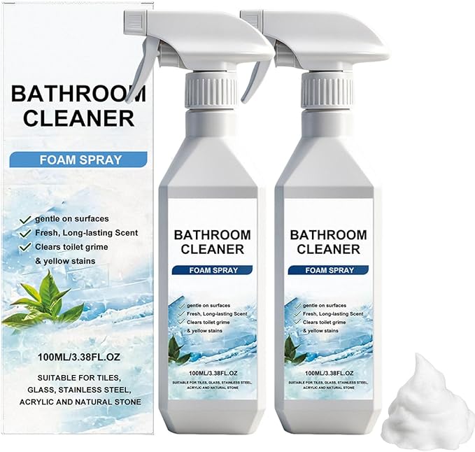 Quatrel Scale Remover Bathroom Cleaner,Bathroom Descaler Foam Cleaner,All-Purpose Bathrooms Descaler Foam Spray, Suitable for Tiles, Glass, Stainless Steel (2PCS)