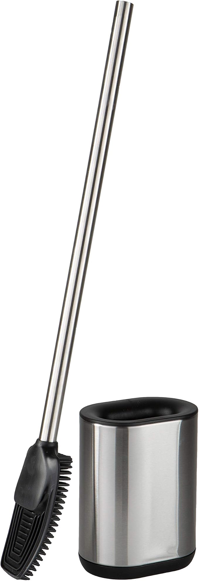 Bath Bliss Stainless Steel Satin Toilet Brush and Holder with Soft Rubber Bristles