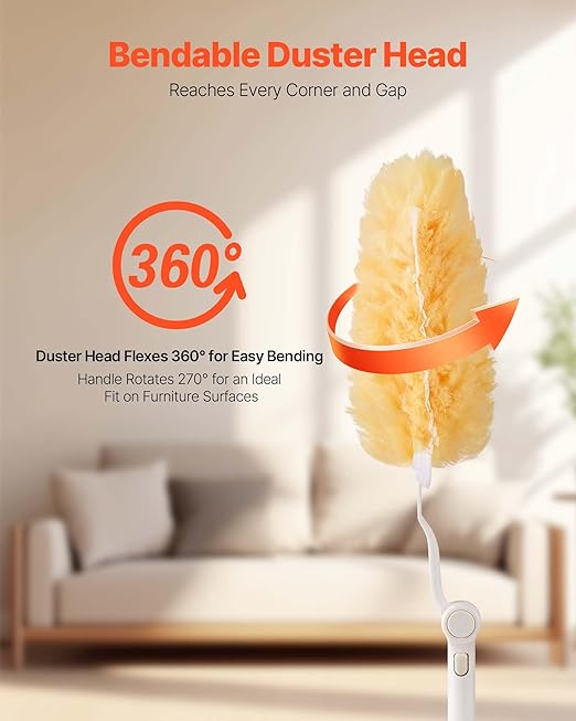 VEVOR Duster Refills, Heavy Duty Dusters for Cleaning, 3 ft Extendable Handle with 10 Refills, Reusable Non-Woven Fabric 360° Cleaning Kit for Dusting Furniture, Blinds, Ceiling Fans, Walls, Corners
