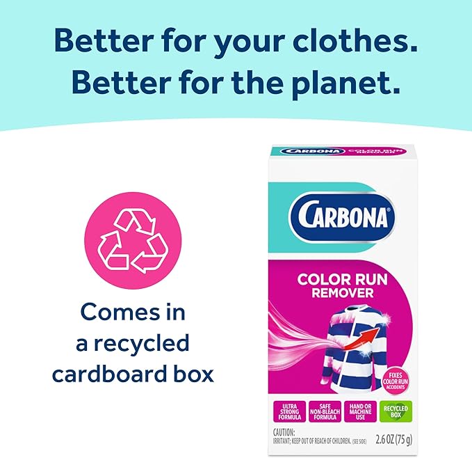 Carbona Color Run Remover (2.6 Oz), Ultra Strong Laundry Dye Transfer Remover, Helps Fix Color Run Accidents, Brightens Whites, Hand or Machine Use