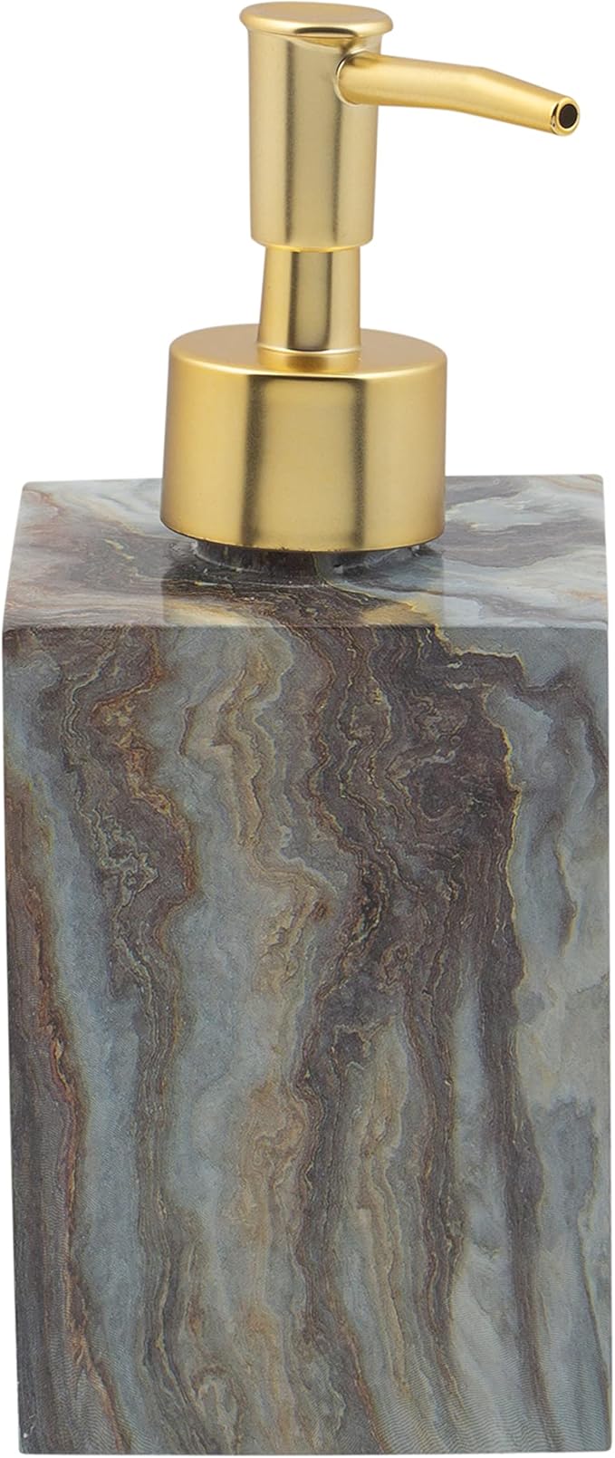 Elle Décor Square Soap Dispenser | Dimensions: 2.64" x 2.6" x 6.85" | Home Décor | Refillable Dispenser | Modern Agate Design | Bathroom | Kitchen