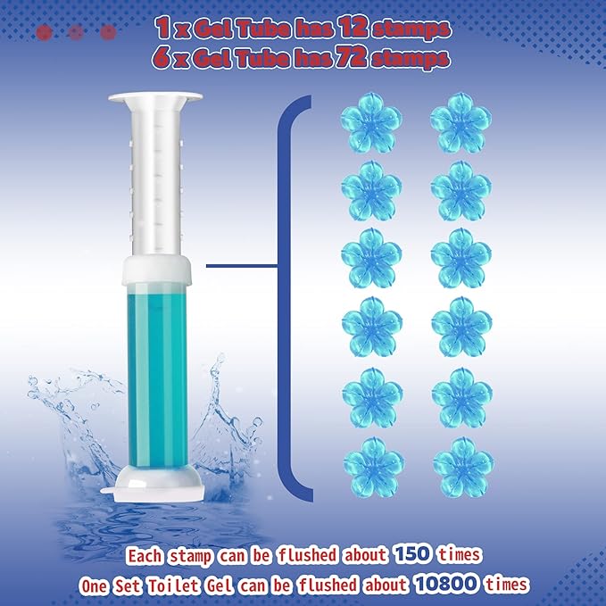 TaikaoQi Toilet Gel Stamp, 6Pcs/72 Count Flower Fragrance Bathroom Deodorizer Bowl Cleaner Toilet Refills