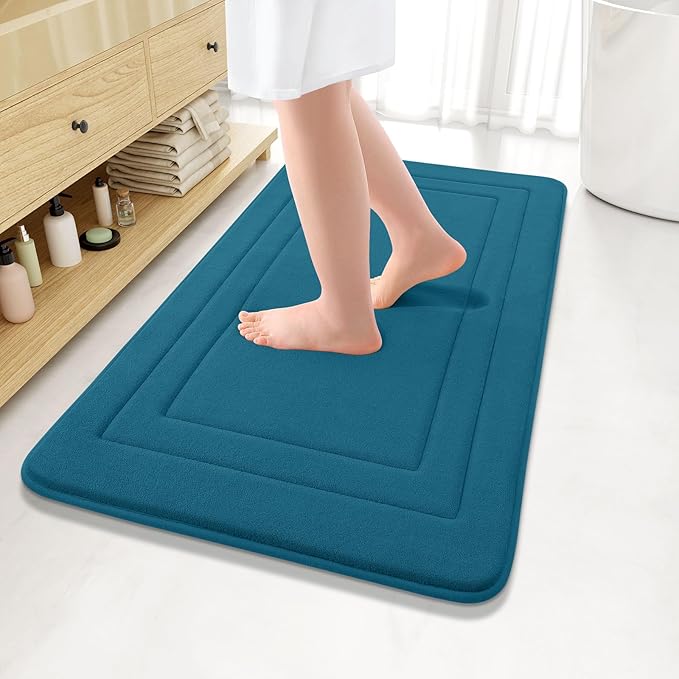 Arotive Memory Foam Bathroom Rug Mat 36x24, Ultra Soft and Absorbent Bath Mat, Machine Wash Dry, Comfortable Bath Rug Carpet for Bathroom Floor, Tub and Shower, Peacock Blue