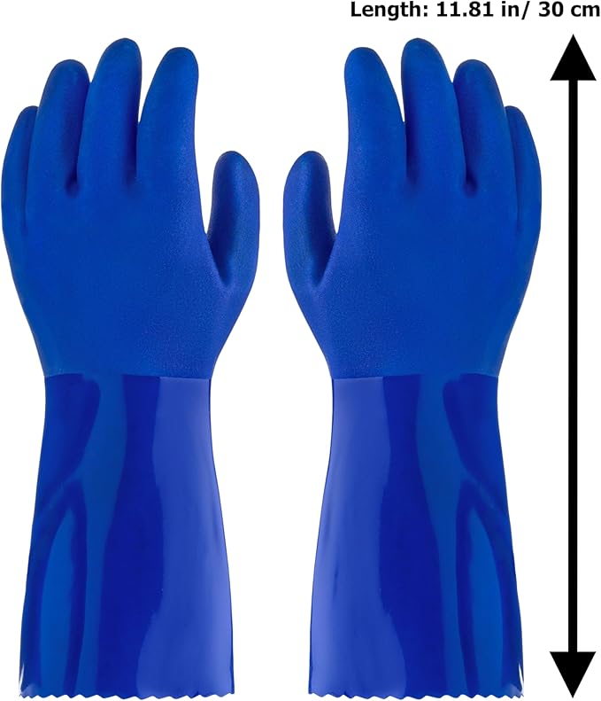 kitchen-star Ultimate Rubber Household PVC Gloves with Comfortable Cotton Lining, Anti-Slip surface, Kitchen Dishwashing, Extra Thickness, Kitchen Cleaning, Working, Painting, Pet Care (Medium, Blue)