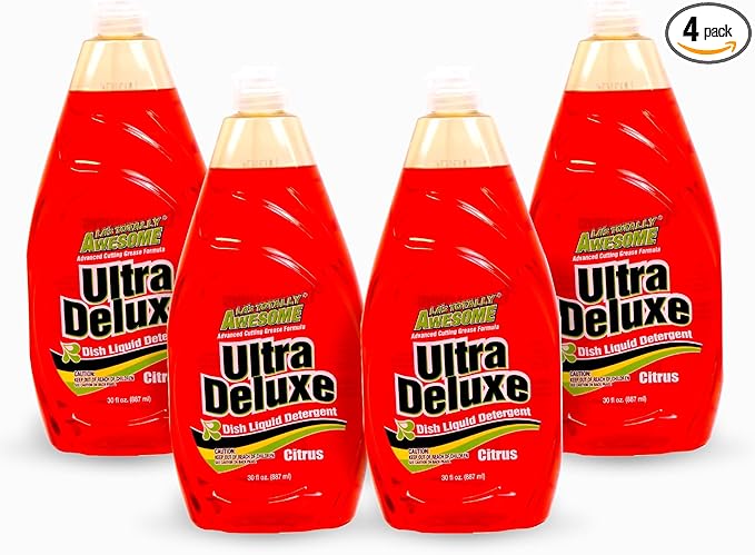 La's Totally Awesome Dish Soap Liquid – Citrus Scent (30 fl oz, Pack of 4) – Grease-Fighting Dishwashing Liquid from Awesome Cleaner Brand